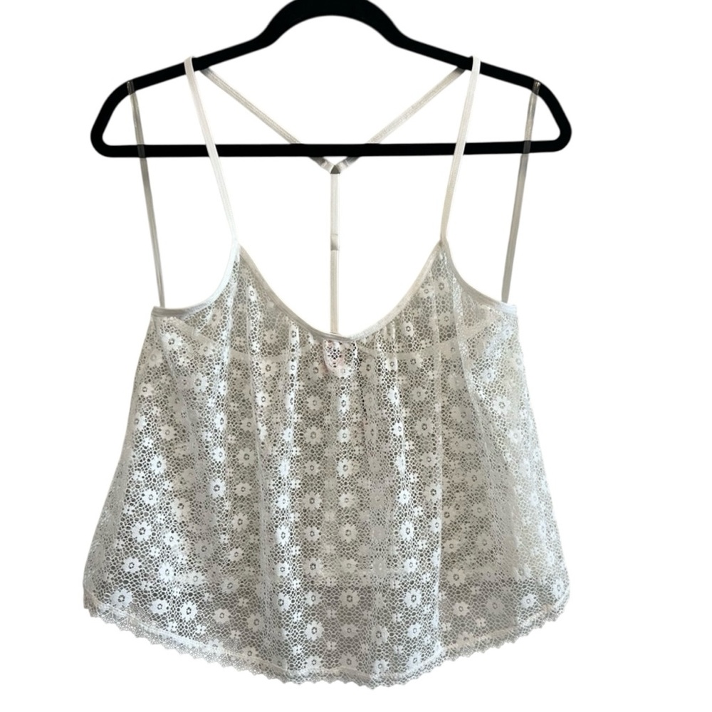 Victoria's Secret Ivory Floral Lace Camisole With Delicate Racerback StrapsLarge